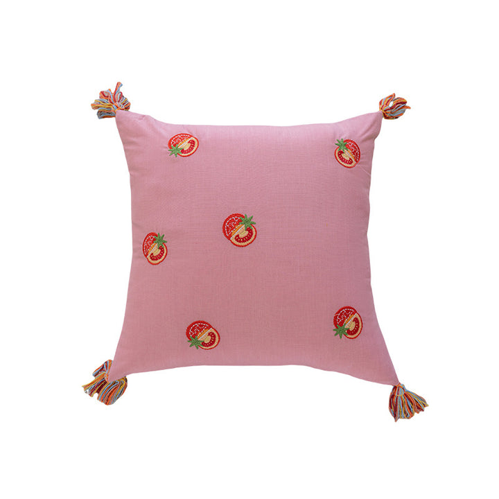 Embroidered Pineapple Tassel Decorative Throw Pillow
