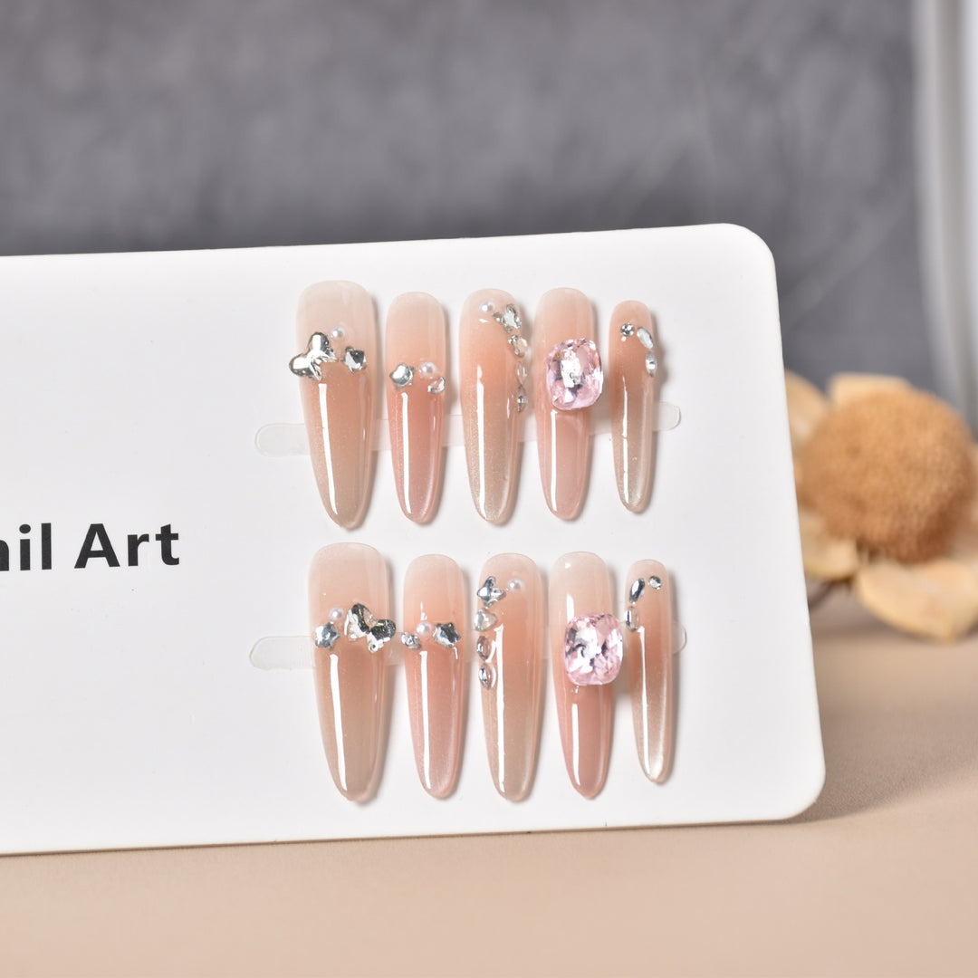 Elegant Rhinestone-Embellished Press-On Nail Extensions Kalsten