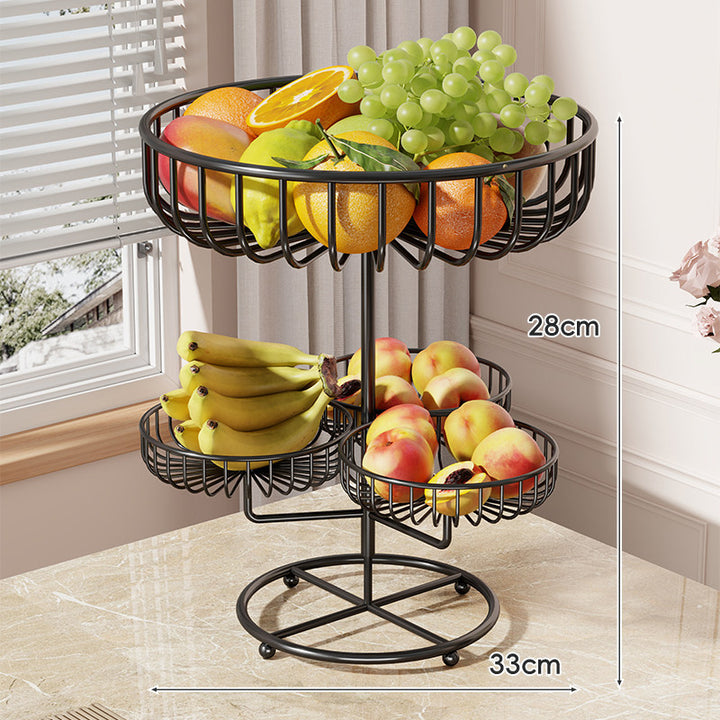 Tiered Curved-Frame Open-Wire Fruit Bowl Stand