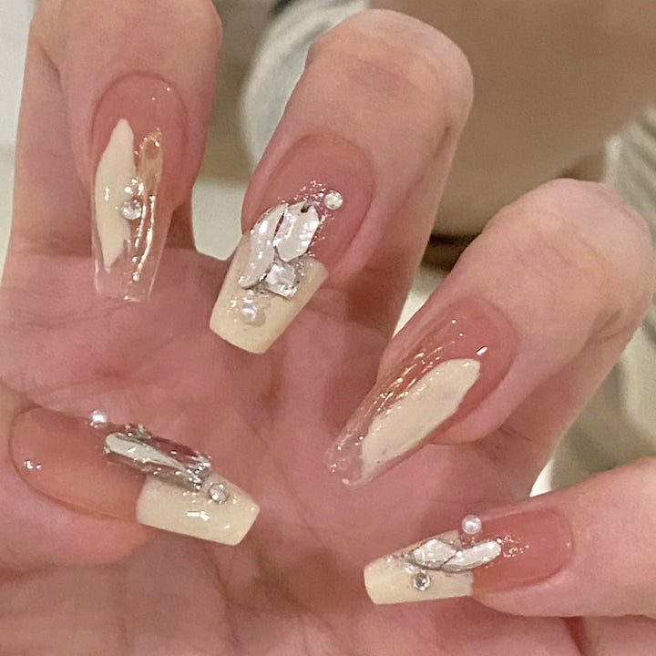 Artificial art nails with heart and glitter elements Kalsten