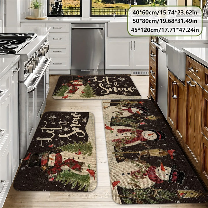 Festive Holiday-Themed Kitchen Mat Set