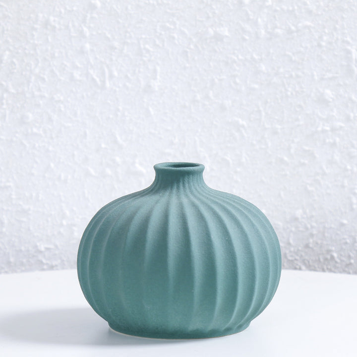 Ribbed Decorative Ceramic Vase Kalsten
