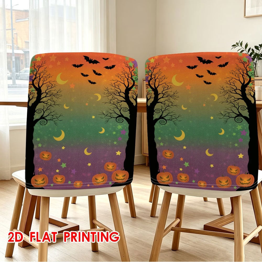Elastic chair back covers with Halloween cat design