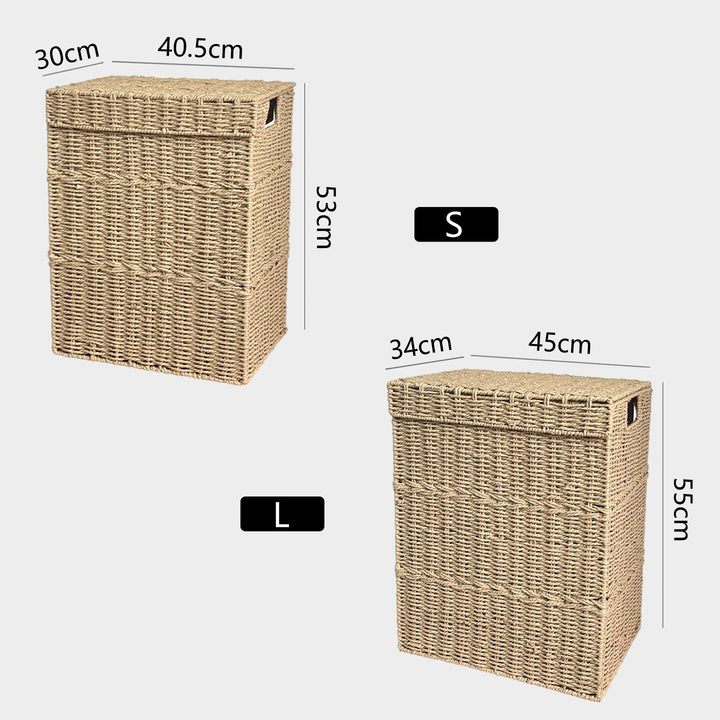 High-quality laundry basket with lid and natural weave Kalsten