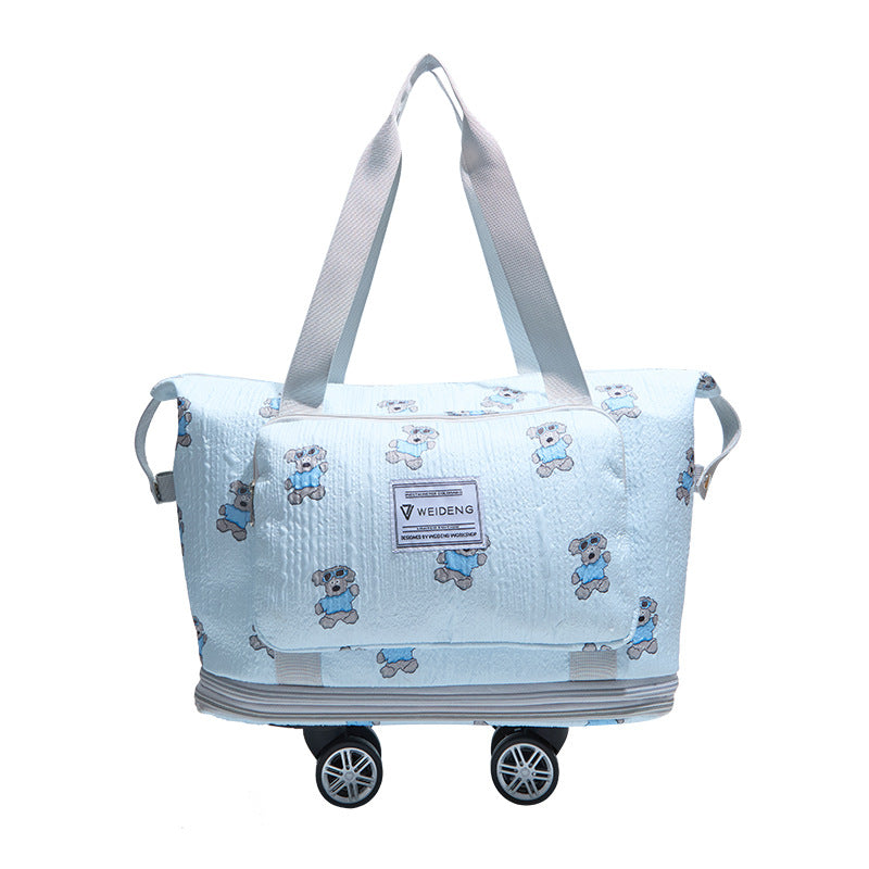Cute Cartoon Bear Pattern Rolling Travel Duffle