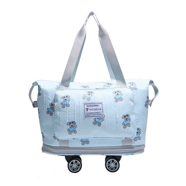 Cute Cartoon Bear Pattern Rolling Travel Duffle
