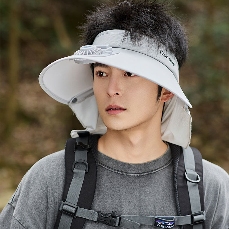 Large UV Protection Sun Visor with Removable Mini Fan and Folding Neck Protection Kalsten
