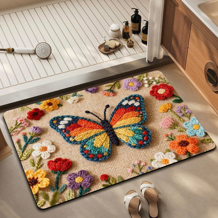 Butterfly Themed Decorative Bath Rug Kalsten