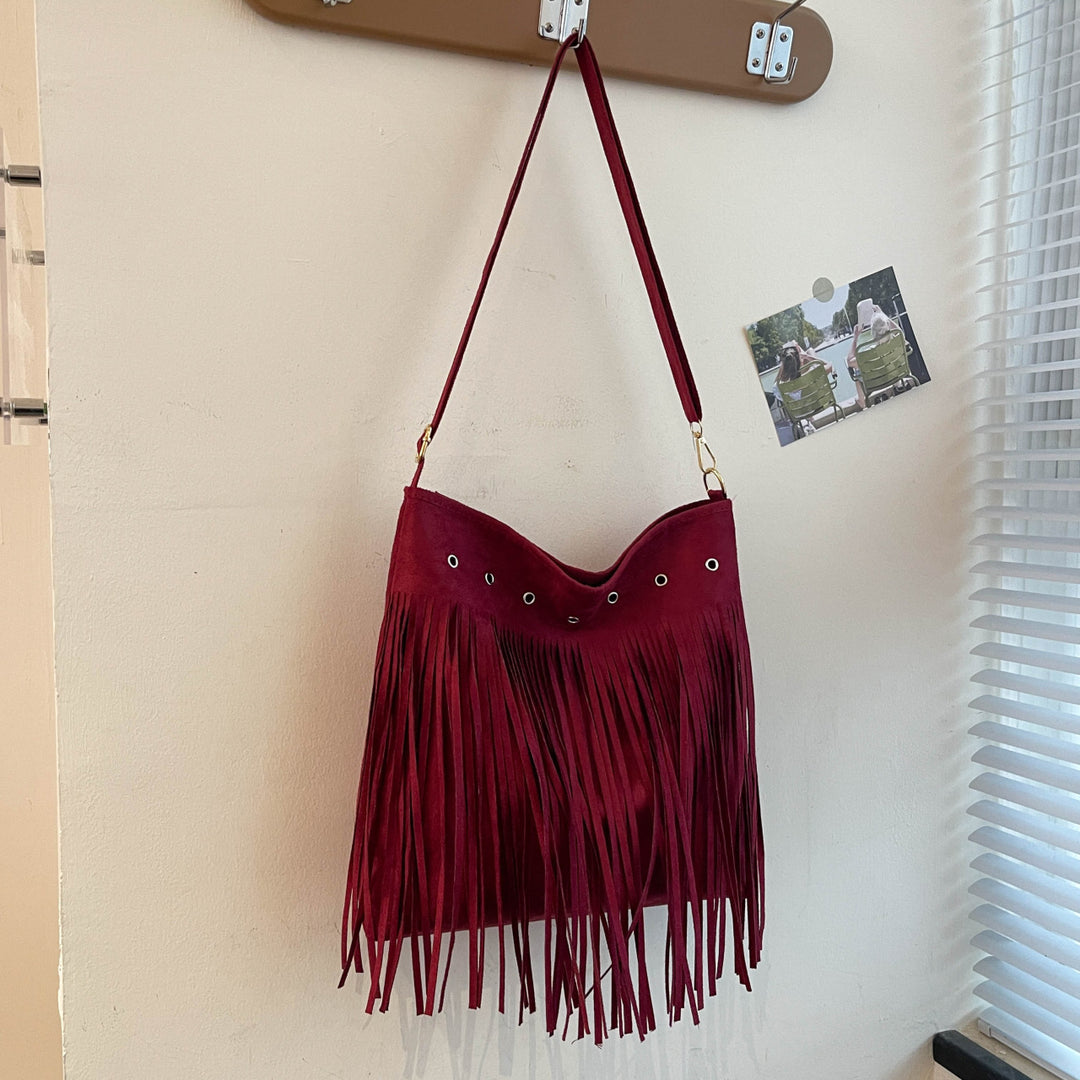 Suede Fringe Shoulder Bag Kalsten