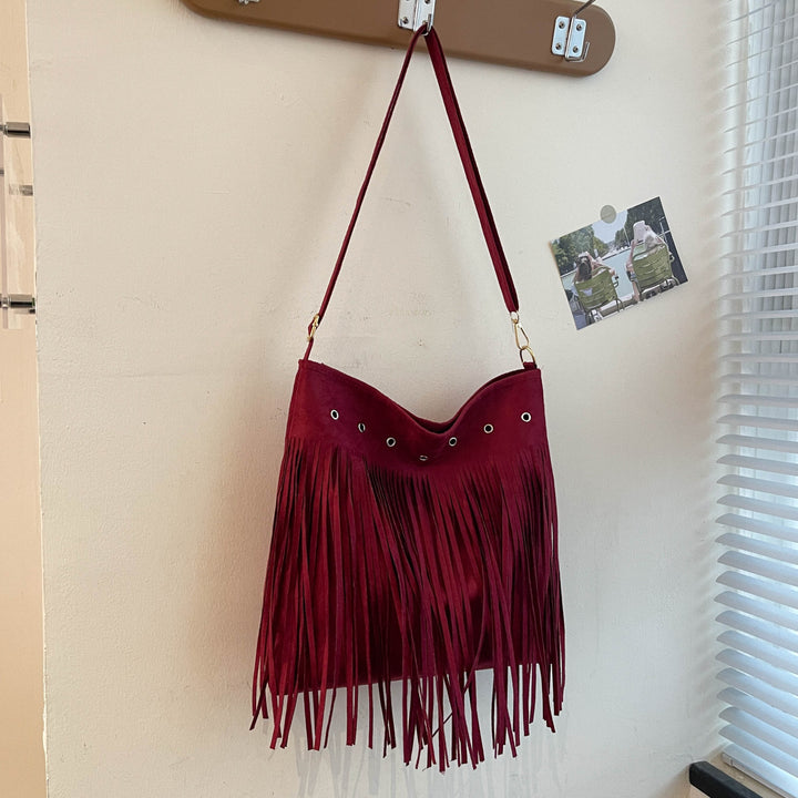Suede Fringe Shoulder Bag Kalsten