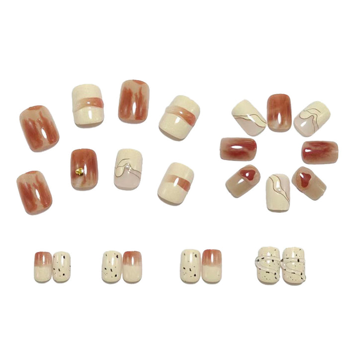Artificial Nail Set with Marbled Design and Glitter Effects Kalsten