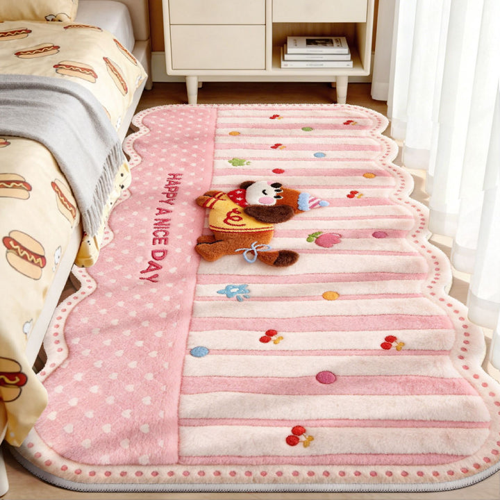 Plush Playful Bunny and Mushroom Area Rug
