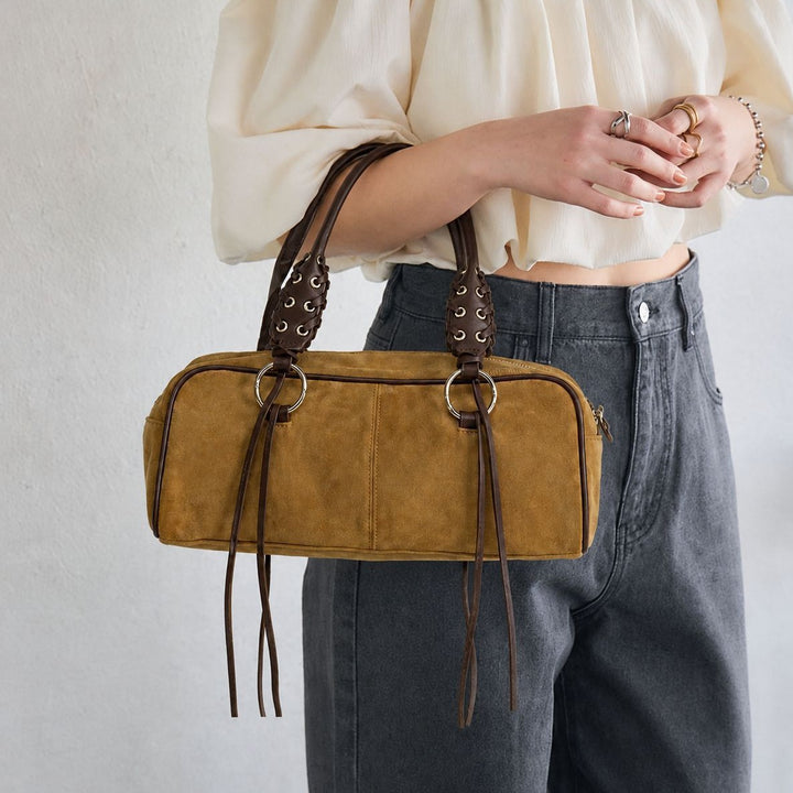 Luxurious Leather Handbag with Braided Straps