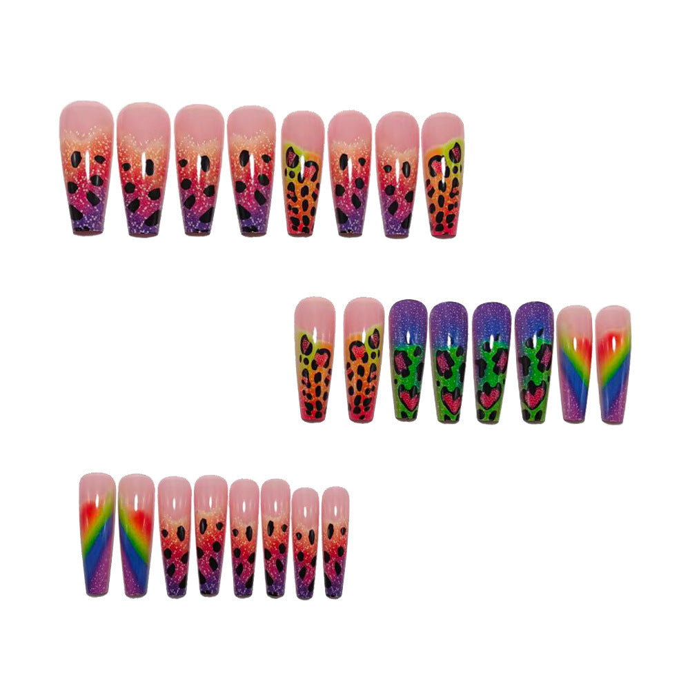Creative leopard and heart design artificial nails Kalsten