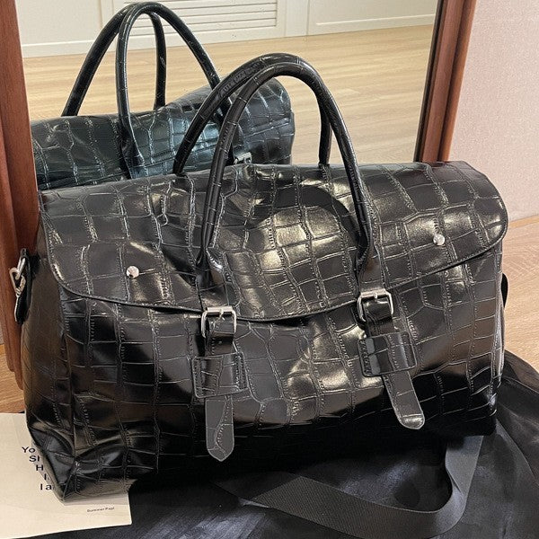 Premium Crocodile Texture Travel Duffel