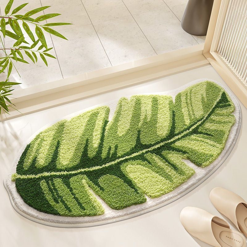Leaf-Shaped Plush Bath Mat
