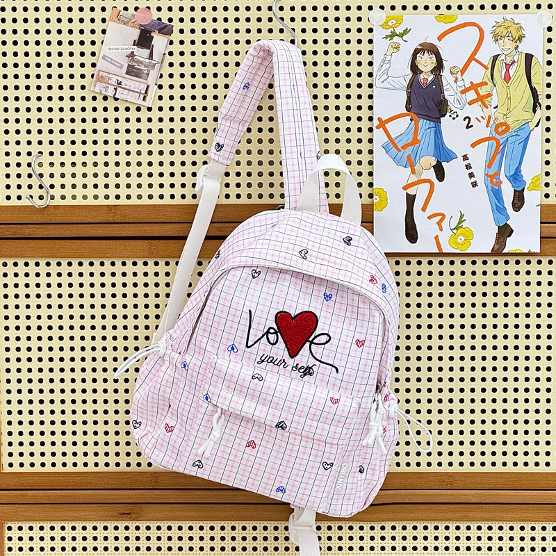 Embroidered Heart-Themed Casual Backpack Kalsten