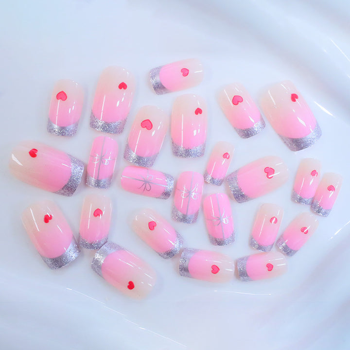Heart-Embellished Elegant Nail Art Extensions Kalsten