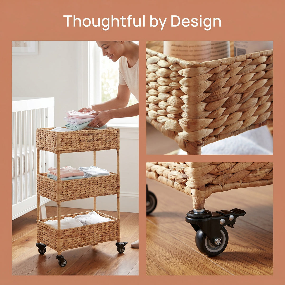 Mobile storage cart made of natural fabric Kalsten