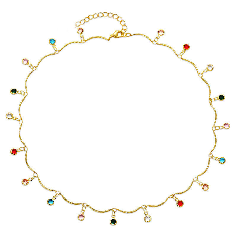 Gold-Plated Gemstone Charm Necklace Kalsten