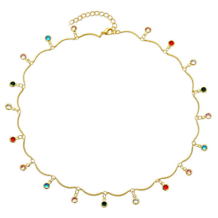 Gold-Plated Gemstone Charm Necklace Kalsten