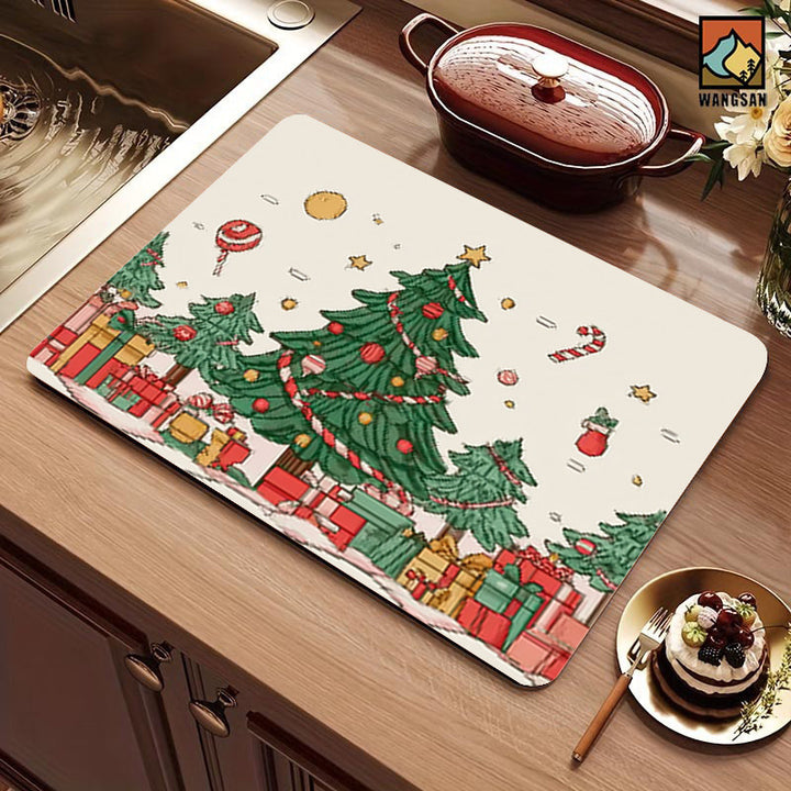 Festive Christmas-Themed Kitchen Mat