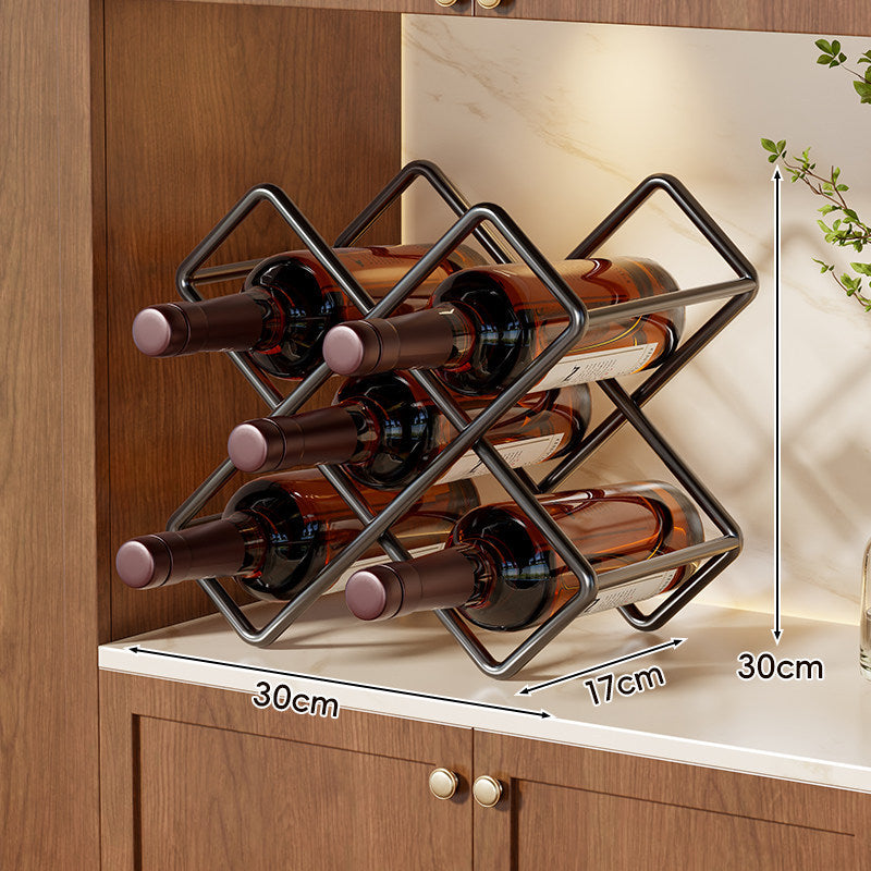 Metal Six-Bottle Diamond Countertop Wine Rack