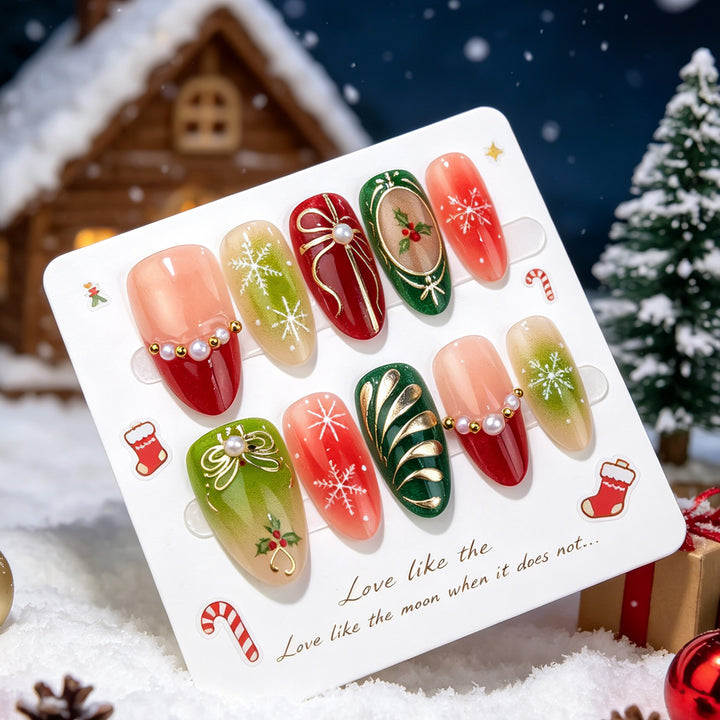 Holiday-Themed Press-On Nail Art Set 1790738720