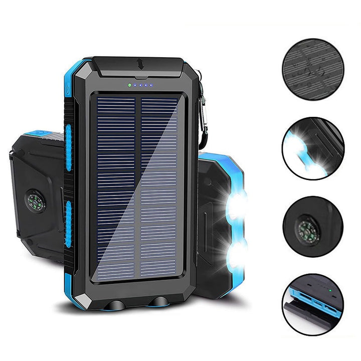 Solar-powered power bank with integrated compass and carabiner hook Kalsten