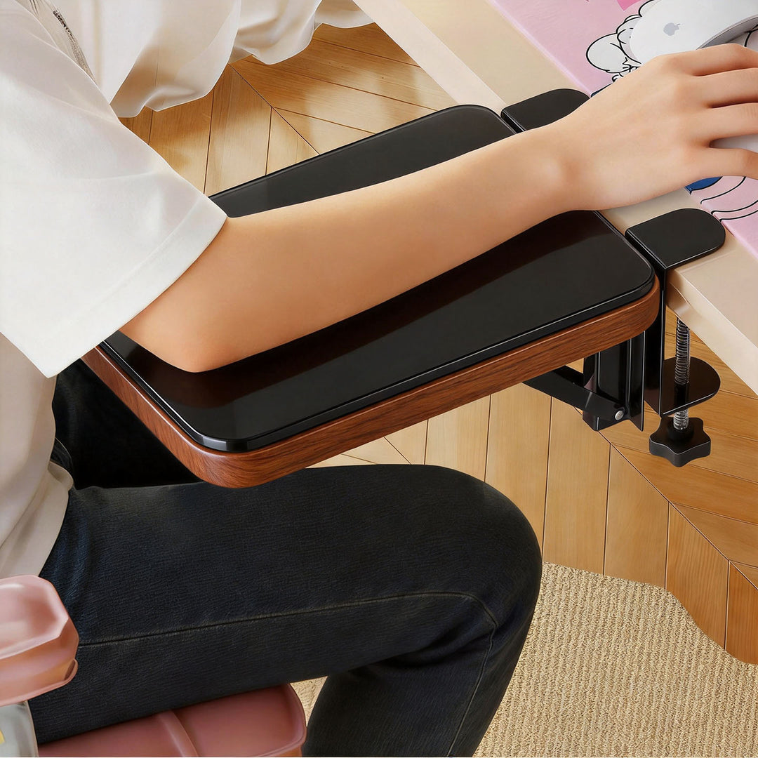 Clamp-On Foldable Bamboo Side Tray Table for Desk and Sofa