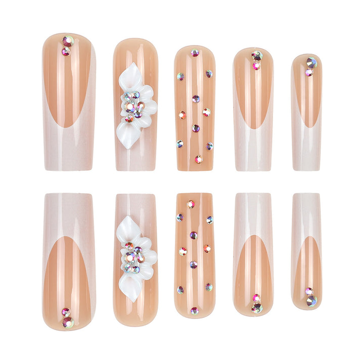 Decorative Press-On Nail Set with Floral Accents Kalsten