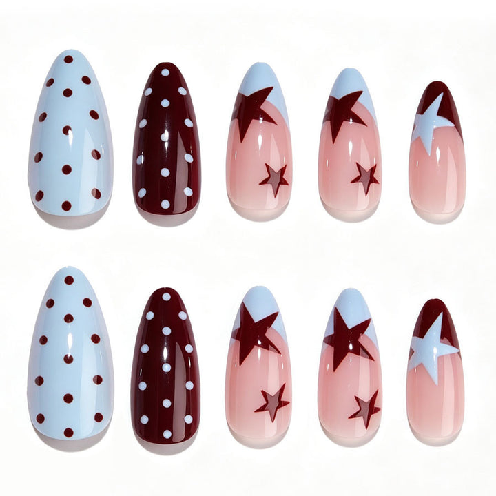 Acrylic nail set with creative dot and star design Kalsten