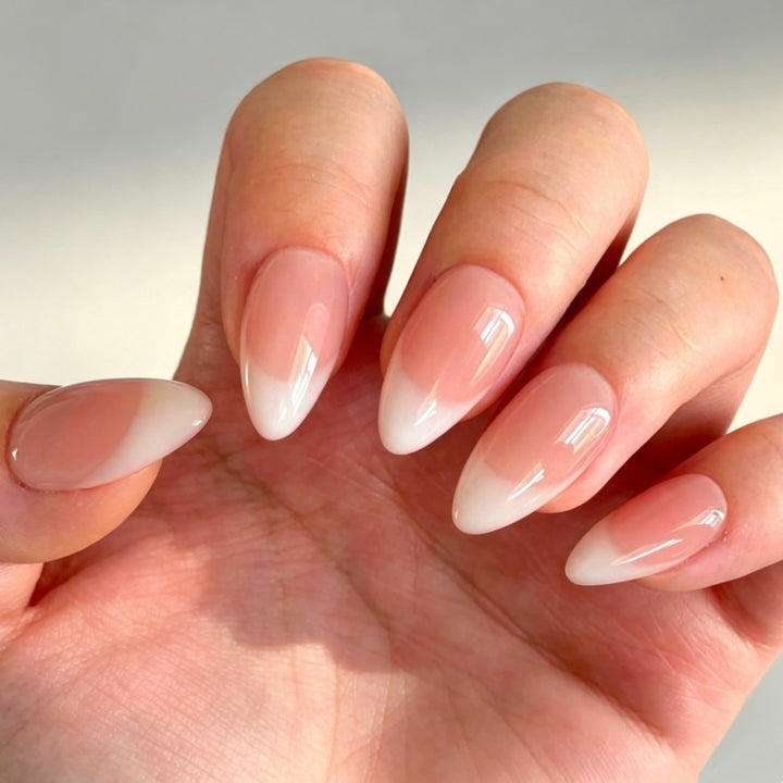 Artificial nails with elegant nude ombre design Kalsten
