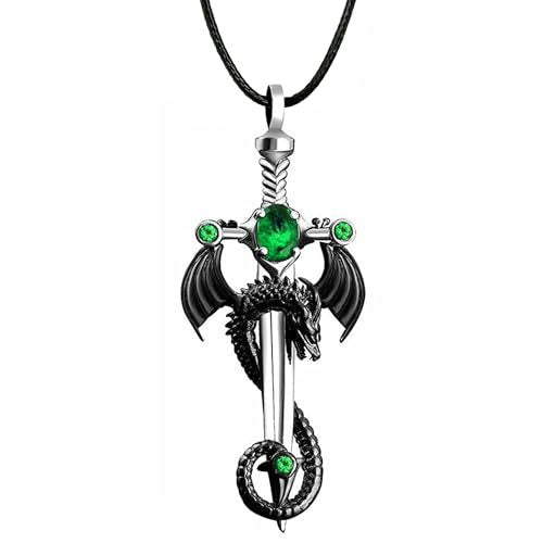 Dragon-Embellished Sword Pendant Necklace Kalsten