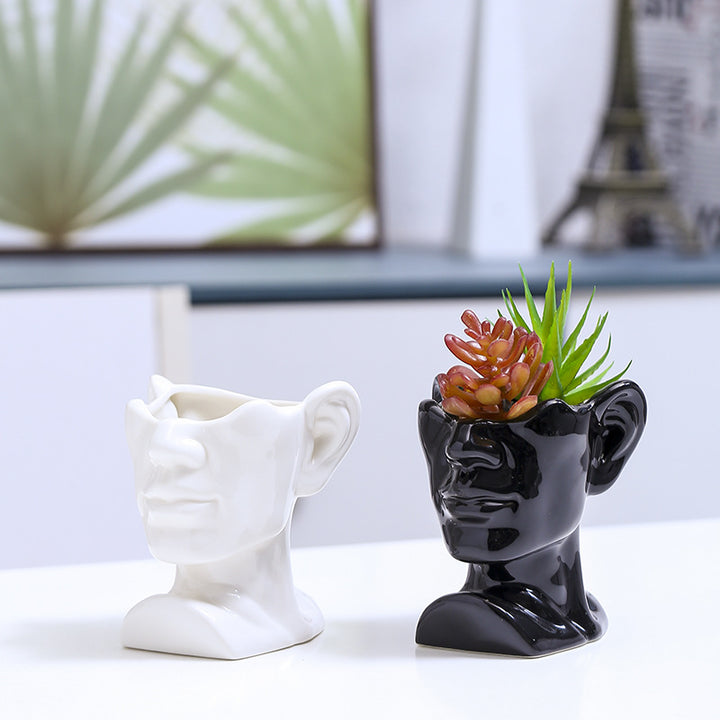 Artistic Head-Shaped Ceramic Succulent Planter Kalsten