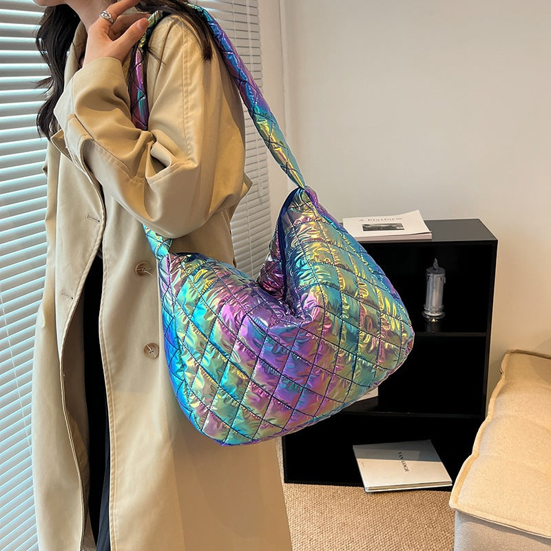 Iridescent Quilted Hobo Bag