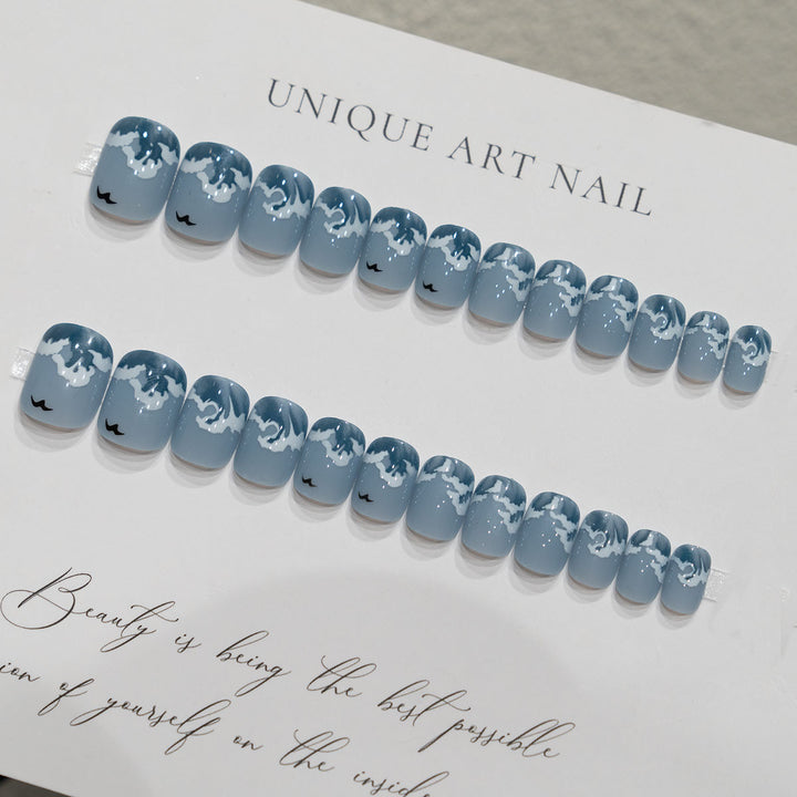 Artistic Ocean Wave Nail Art