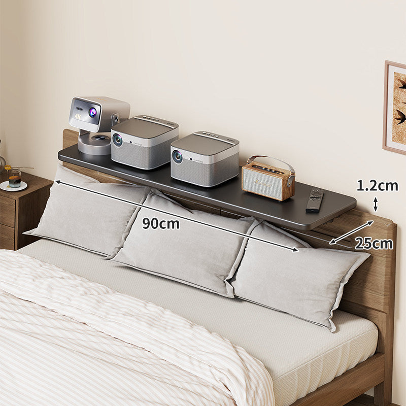 Wall-Mounted Slim Floating Headboard Shelf with Rounded Corners and Concealed Brackets