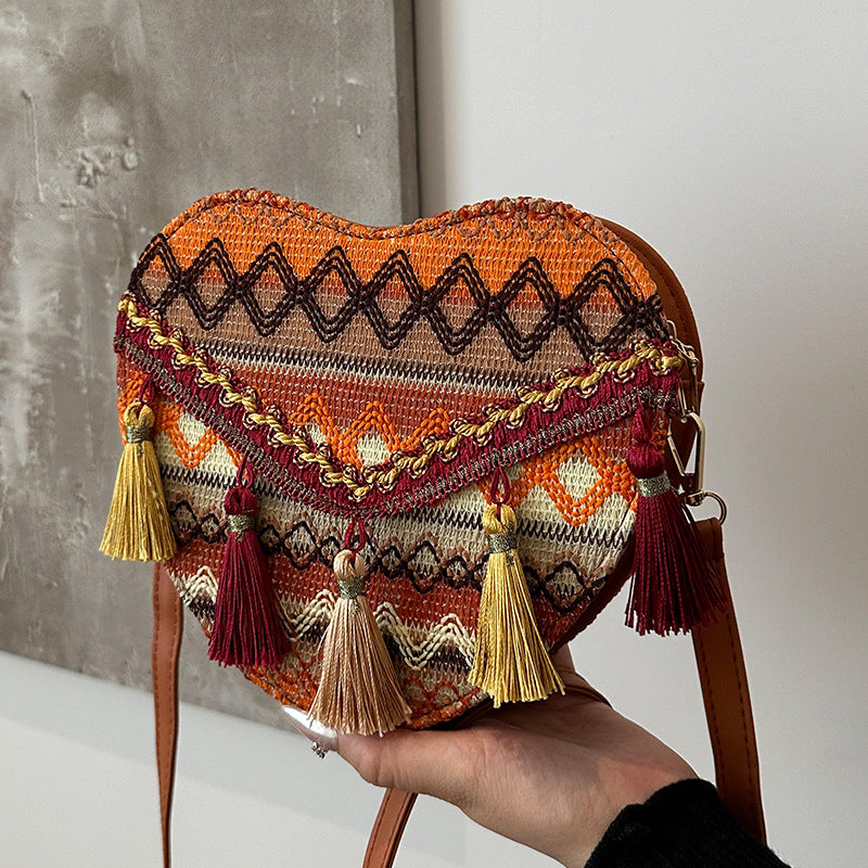 Bohemian Heart-Shaped Crossbody Bag