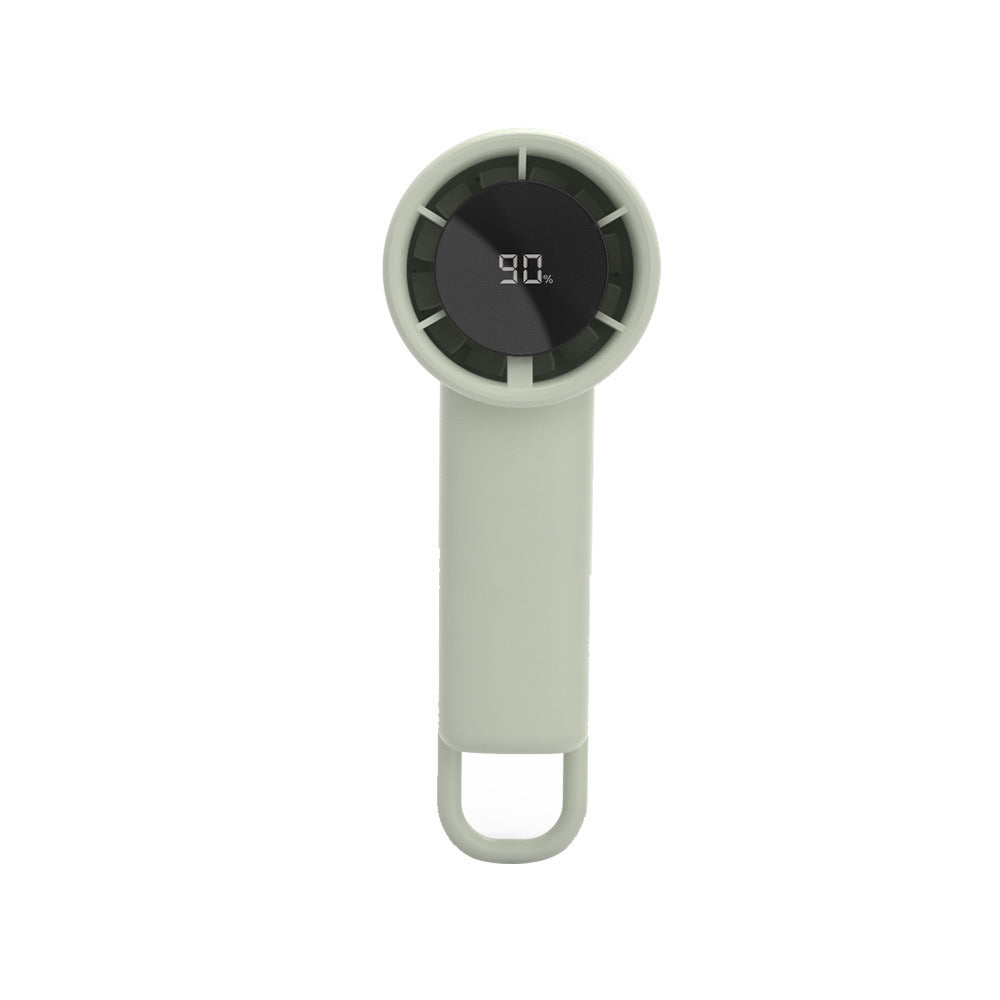 Unisex portable mini hand fan with digital battery display, quiet DC motor, and hanging loop Kalsten