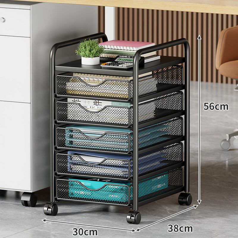 Multi-Drawer Mobile Mesh File and Office Organizer Cart with Locking Casters