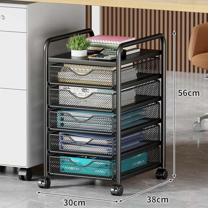Multi-Drawer Mobile Mesh File and Office Organizer Cart with Locking Casters