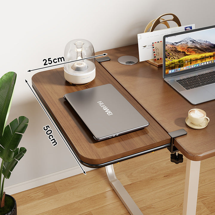 Clamp-On Bamboo Desk Extension Shelf with Adjustable Metal Clamp and Rounded Edge
