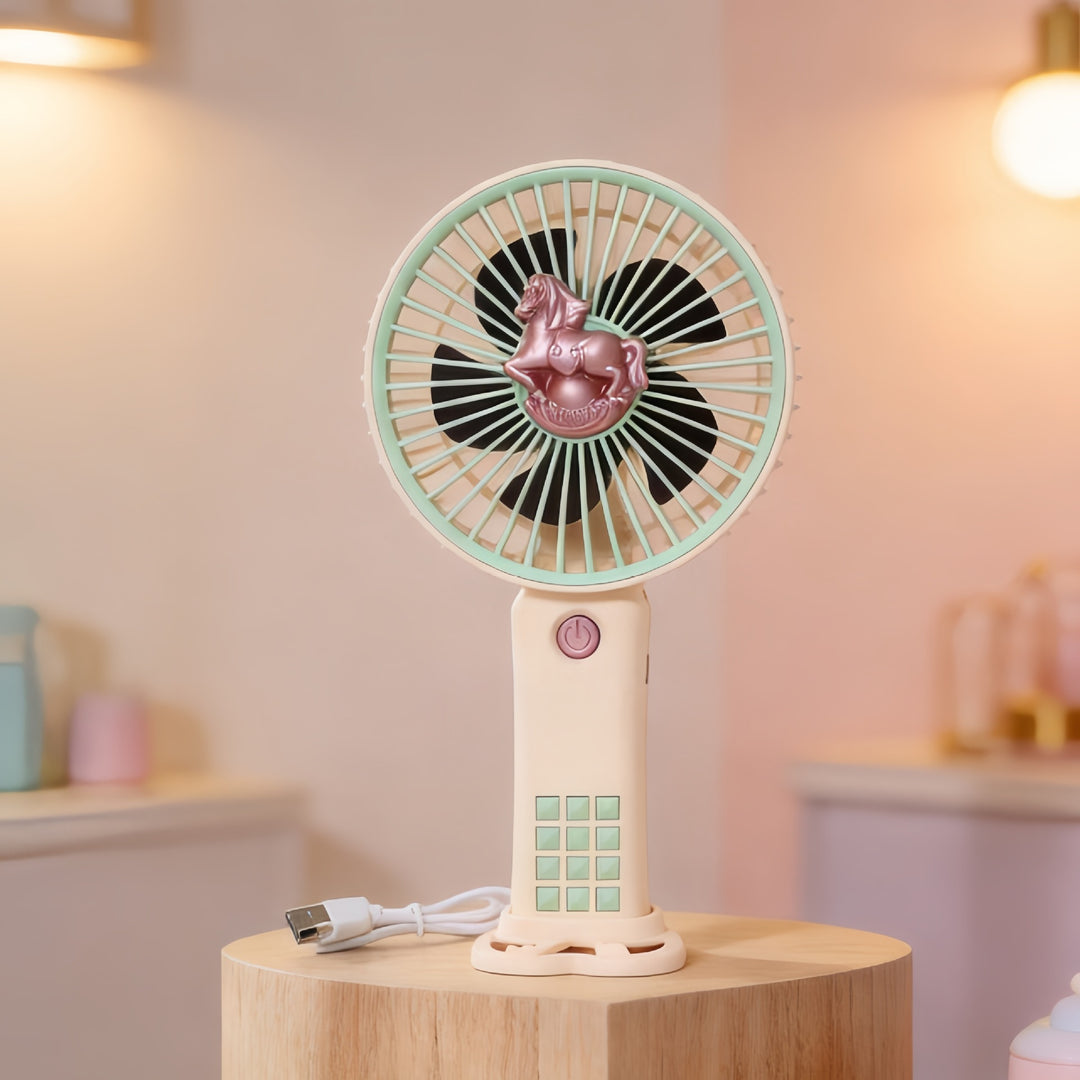 Women Portable Hand Fan with Innovative Unicorn Design Kalsten