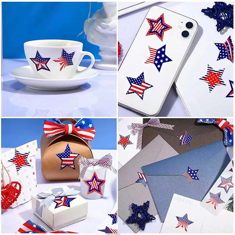 Unisex nano sticker set with patriotic star motifs in roll format, removable and versatile Kalsten