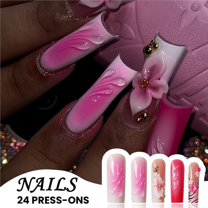 Decorative Floral Press-On Nail Extensions Kalsten