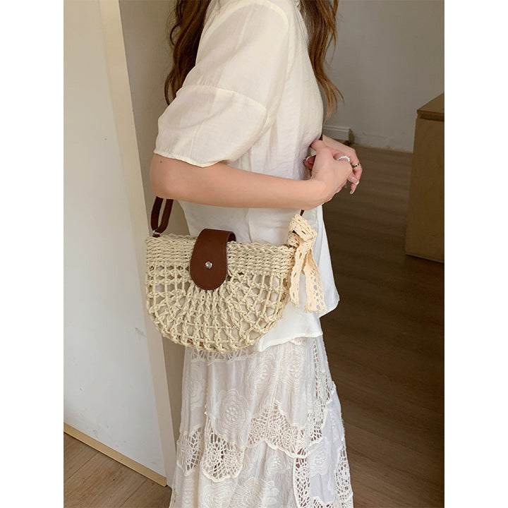 Handwoven Rattan Crossbody Bag