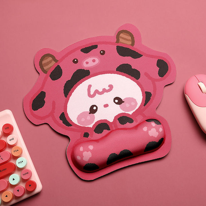 Cute Cartoon Cow-Themed Ergonomic Wrist Rest Pad