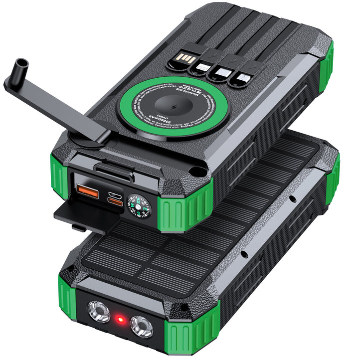 Multifunctional Solar Power Bank with LED Light and Integrated Charging Cable Kalsten