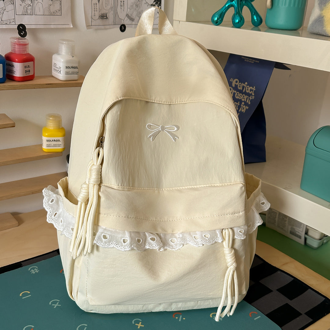 Stylish Embroidered Bow-Accent Backpack Kalsten